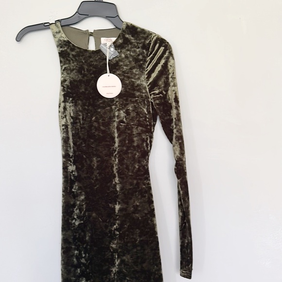 NWT Camila Coelho X Revolve Green Crushed Velvet Maxi Cut Out Dress women size S - Picture 8 of 11